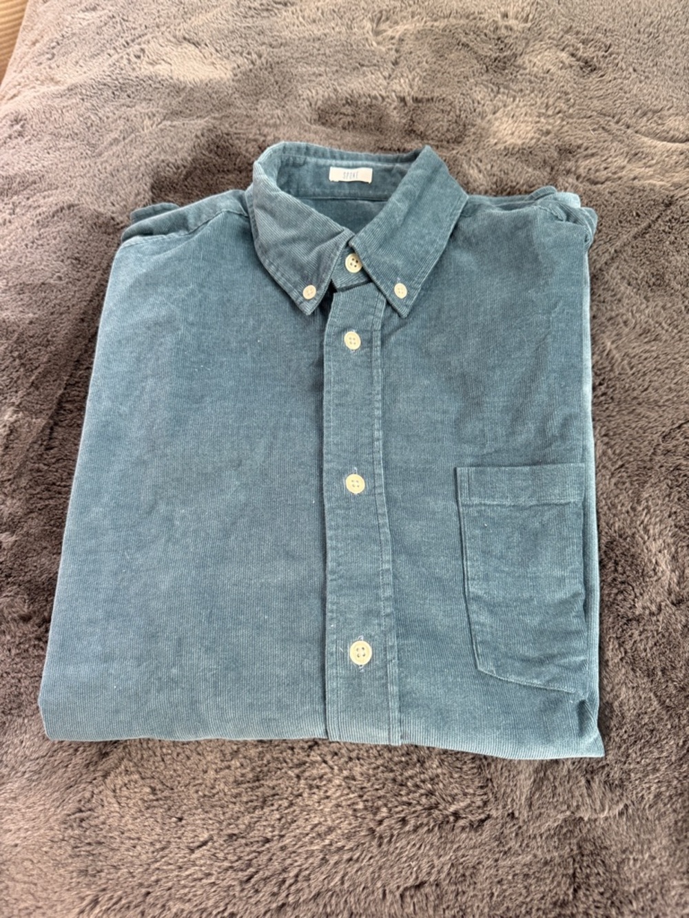 Men's Casual Corduroy Button-Down Shirt in Teal